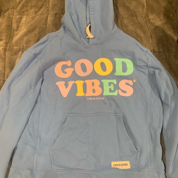 Life Is Good Light Blue Hoodie - Picture 1 of 3